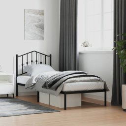 vidaXL Metal Bed Frame without Mattress with Headboard Black 90x190cm