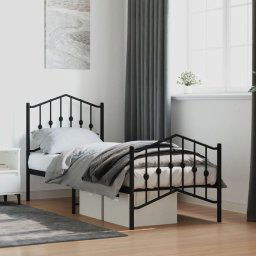 vidaXL Metal Bed Frame without Mattress with Footboard Black 75x190cm