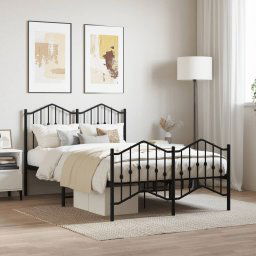 vidaXL Metal Bed Frame without Mattress with Footboard Black 120x200cm