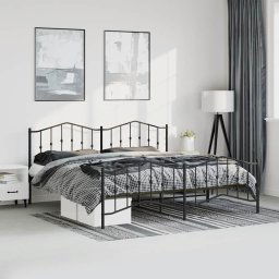 vidaXL Metal Bed Frame without Mattress with Footboard Black 193x203cm