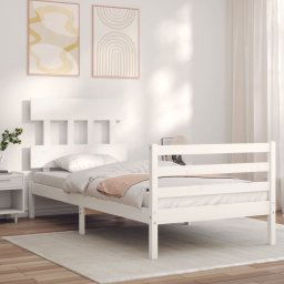 vidaXL Bed Frame without Mattress White Single Solid Wood