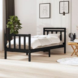 vidaXL 3100952 Bed Frame without Mattress Black Solid Wood 100x200 cm (810076+814083)