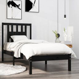 vidaXL Bed Frame without Mattress Black Solid Wood Small Single