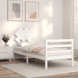 vidaXL Bed Frame without Mattress White Single Solid Wood