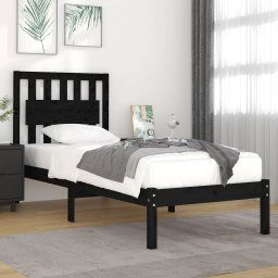 vidaXL Bed Frame without Mattress Black Solid Wood Small Single
