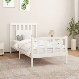 vidaXL Bed Frame without Mattress White Solid Wood Pine 90x200 cm
