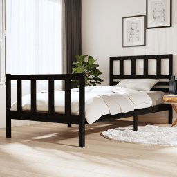 vidaXL 3101147 Bed Frame without Mattress Black Solid Wood 100x200 cm (810076+814133)