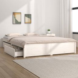 vidaXL 3103509 Bed Frame without Mattress with Drawers White 120x200 cm (814945+815000)