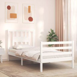 vidaXL Bed Frame without Mattress White Single Solid Wood
