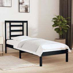 vidaXL Bed Frame without Mattress Black 75x190 cm Small Single Solid Wood