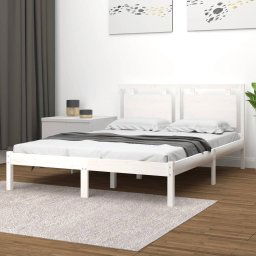 vidaXL Bed Frame without Mattress White 150x200 cm King Size Solid Wood