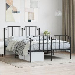 vidaXL Metal Bed Frame without Mattress with Footboard Black 140x200cm