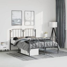 vidaXL Metal Bed Frame without Mattress with Footboard Black 183x213cm