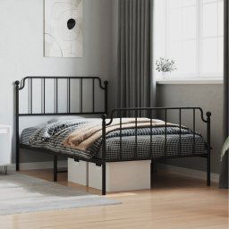 vidaXL Metal Bed Frame without Mattress with Footboard Black 107x203cm