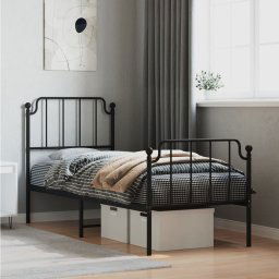vidaXL Metal Bed Frame without Mattress with Footboard Black 80x200cm