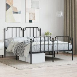vidaXL Metal Bed Frame without Mattress with Footboard Black 140x190cm