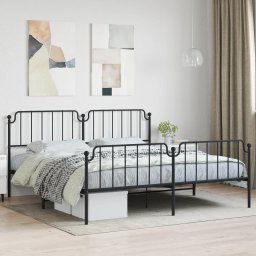 vidaXL Metal Bed Frame without Mattress with Footboard Black 193x203cm