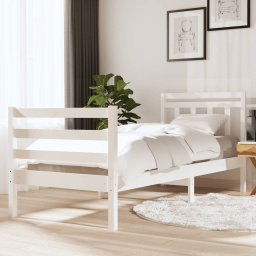 vidaXL Bed Frame without Mattress White Single Solid Wood