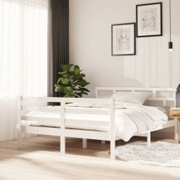 vidaXL 3101264 Bed Frame without Mattress White Solid Wood 140x190 cm (810411+814195)