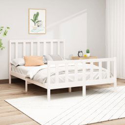 vidaXL Bed Frame without Mattress White 140x200 cm Solid Wood Pine