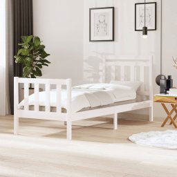 vidaXL Bed Frame without Mattress White Single Solid Wood