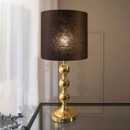 Markslöjd Octo table lamp with a linen lampshade brass/black