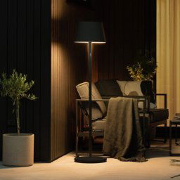Konstsmide Pomezia outdoor LED floor lamp, USB, black