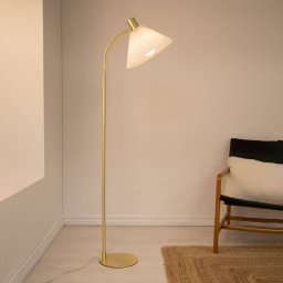 Markslöjd Mira textile floor lamp, brass