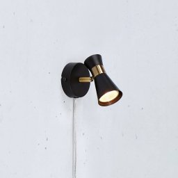Markslöjd Folie wall light, rotatable spot, black/brass