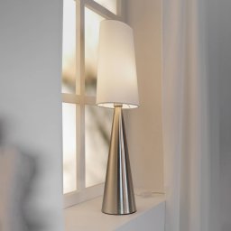 Markslöjd Conus table lamp with off-white lampshade, nickel