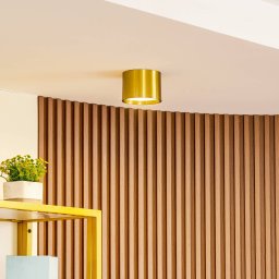 Lindby LED spotlight Nivoria, Ø 12 cm, gold-coloured, metal