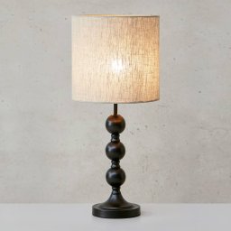 Markslöjd Octo table lamp, linen lampshade, black/sand
