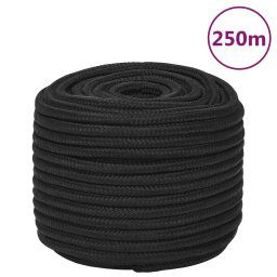 vidaXL Boat Rope Full Black 12 mm 250 m Polypropylene