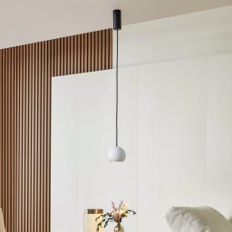 Lucande LED pendant light Darkorin, white, notches, plaster, 12 cm