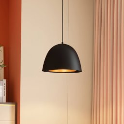 Lucande Delarion pendant light, black/brass, aluminium