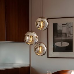 Lindby Valentina pendant light, E27, Ø 49 cm, smoke grey, glass