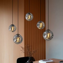 Lindby Valentina pendant light, E27, 125.5cm high, grey, glass