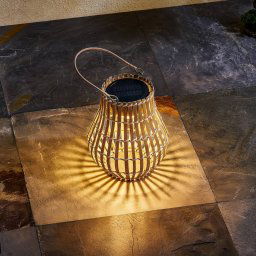 Lindby LED patio light Amaria, bamboo, Ø 18 cm