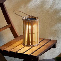 Lindby LED table lamp Amaria, bamboo, Ø 12 cm