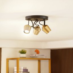 Lindby downlight Sylveria, 3-bulb, black/gold, iron