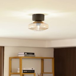Lindby ceiling light Sylphie, Ø 20 cm, glass, amber