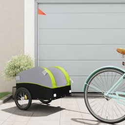 vidaXL Bike Trailer Black and Green 30 kg Iron