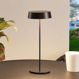 Lucande LED rechargeable table lamp Tibia, black, aluminium, USB, IP54