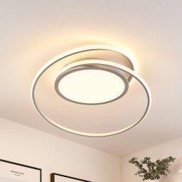Lucande LED ceiling lamp Noud, 65 cm, silver, metal, CCT