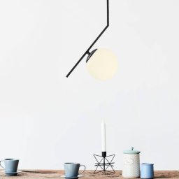 Opviq Dolunay 143-AV hanging light, black, one glass shade
