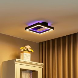 Lucande Smart LED ceiling light Tjado, 30 cm, black, RGBW
