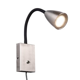 Trio Lighting Wanda wall light with plug, matt nickel