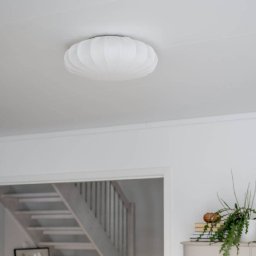 PR Home ceiling light Plafond, linen textile, Ø 42 cm, white