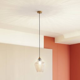 Lindby Drakar pendant light, 1-bulb, amber, Ø 22cm