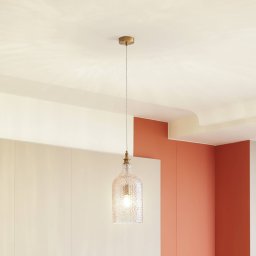 Lindby pendant light Drakar, 1-bulb, amber, glass, Ø 19.5 cm